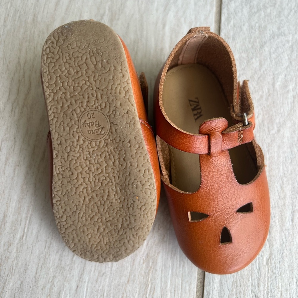 Zara Brown Leather Kids Shoes